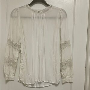 LOFT Ivory Lace Sleeve Blouse